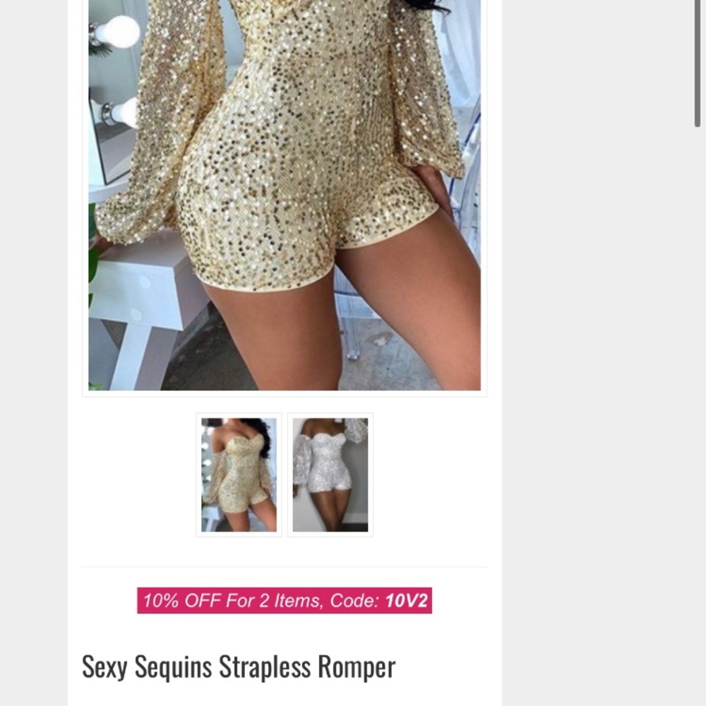 Gold Sequin Strapless Romper